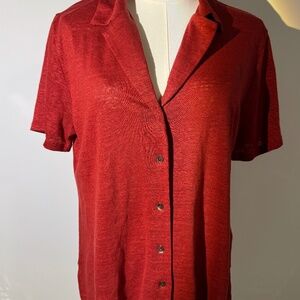 Banana Republic, Linen short sleeve Blouse, Rust, Size S